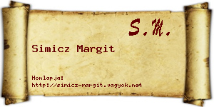 Simicz Margit névjegykártya